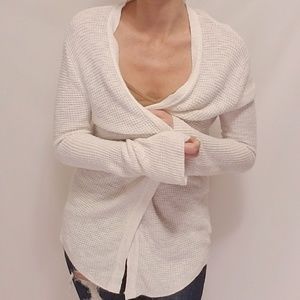 Express Cream Textured Drape Cardigan S